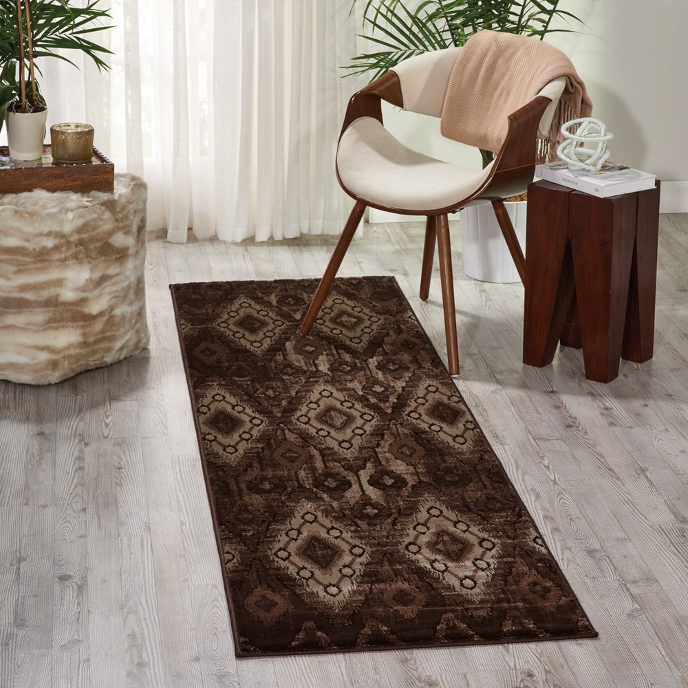 Karma Hallway Runners KRM02 in Chocolate Brown